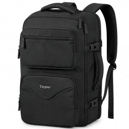 Taygeer Mochila De Viaje Para Hombre, TSA Travel Laptop Backpack for Men | Carry on Bag, Fits 15.6 Inch Laptop, Shoe Pouch, Water Bottle Pocket, Travel Gift for Men Business Work Black - color: Black