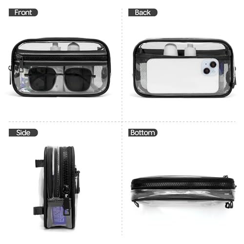FODOKO Wristlet wallets for women Nylon Quilted Wallet with 4 Zippers,Travel Credit Card,Holder Cell Phone Organizer - color: Clear-black
