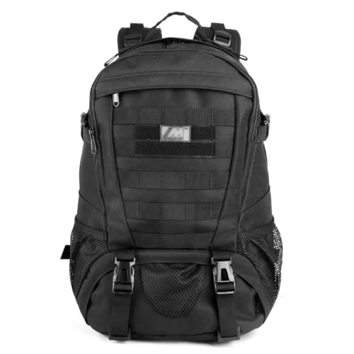 Tactical Military Assault 28L Travel Backpack, Army 3-Day Assault Pack for Camping, Hunting, Trekking, Outdoor Survival Range Molle Bag with Multi-Compartment Storage, Black - color: Black, size: 28 L
