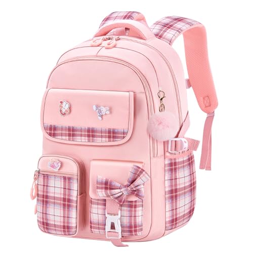 Girls Backpack Kids Backpack for Girls School Kawaii Bookbag Book Bag for Elementary Primary School - color: Pink-gz