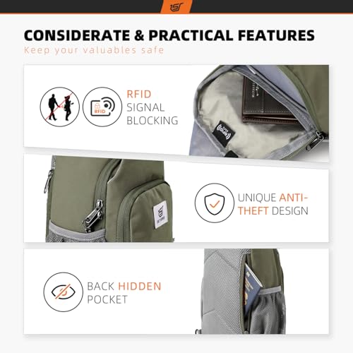 SKYSPER Sling Bag RFID Crossbody Sling Backpack Cross Body Shoulder Bag Travel Hiking Daypack for Women Men(Light Taupe) - color: Light Taupe