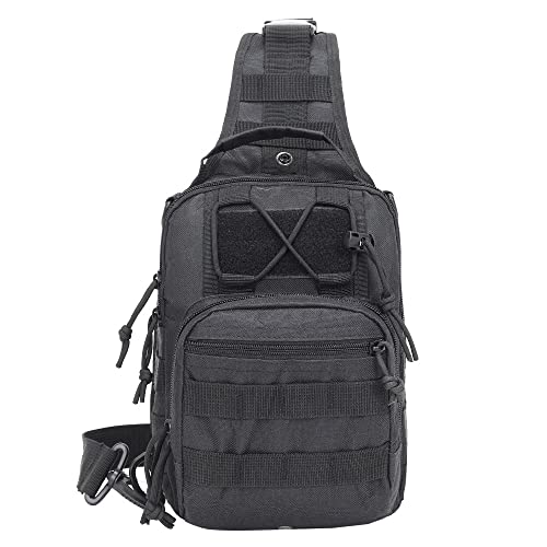 Tactical Sling Bag, Durable Nylon Crossbody Backpack with Molle System & Multiple Pockets for Outdoor Activities, Hiking, Camping, Travel, Daily Commutes, Light Adventures & Urban Errands - color: Black, size: One Size