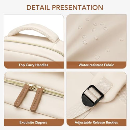 MDODO Laptop Backpack for Women,Travel Backpack with Laptop Compartment,Casual Daypack College Bookbag Computer Work Backpack,15.6 inch,Beige - color: Beige-1 Pcs