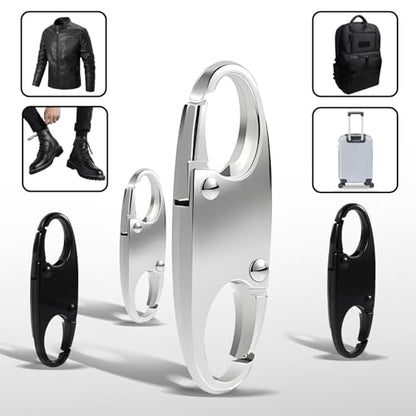 Zipper Clips Anti Theft, Double Opening Small S Carabiner, Zipper Pull Replacement, for Backpack Purse Luggage Suitcase - color: Black and Sliver
