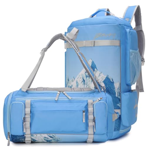 BE SMART 2 in 1 Convertible Gym Duffel Bags with Shoes Compartment - 40L Waterproof Extra Large Workout Backpack for Gym Men, Heavy Duty Sports Duffle Backpacks for Travel, Hiking, Camping, Carry On - color: Mountain Print, size: Large-40L