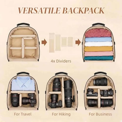 Small Camera Backpack Classic PU Leather for DSLR, Professional Camera Bag for Photographers with 11 Inch Pad/Tablet Compartment Small 10L Black - color: Black