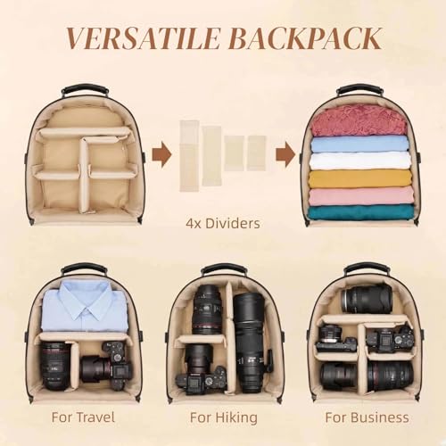 Small Camera Backpack Classic PU Leather for DSLR, Professional Camera Bag for Photographers with 11 Inch Pad/Tablet Compartment Small 10L Black - color: Black