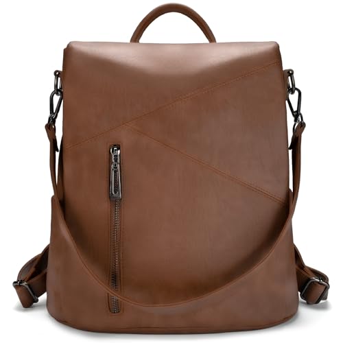 molshine Backpack,Fashion Casual Travel PU Leather Daypack Bag Shoulder Rucksack Handbags for Women HB041 - color: Brown