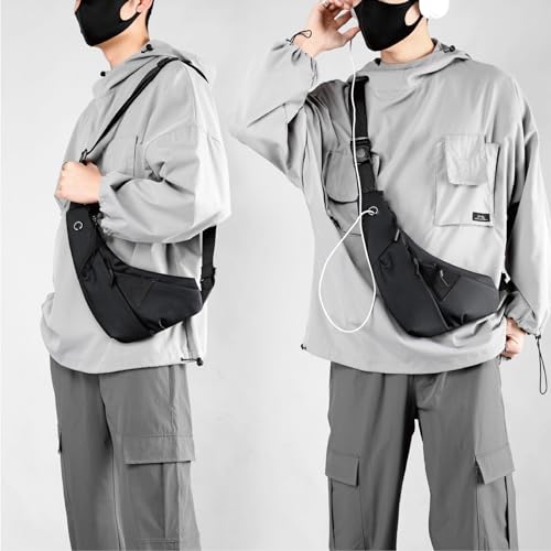 Small Sling Shoulder Crossbody Bag Men Women, Lightweight Anti-theft One Strap Casual Chest Bag Slim Backpack for Outdoor Walking Trip Hiking Biking Black - color: Black