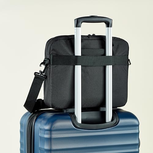 Amazon Basics Laptop Tablet Carrying Case with Shoulder Strap and Grab Handles, 14-inch, Black, Compartments for Storage - size: 14 Inch, style: 1-pack