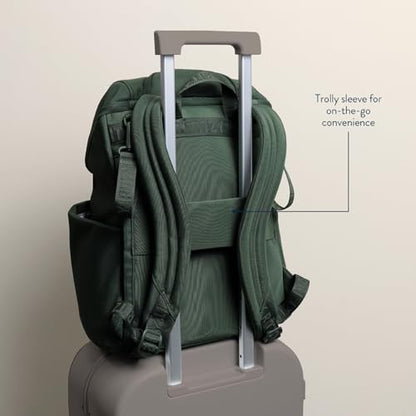 Itzy Ritzy Belong Bucket Backpack – Lightweight Diaper Bag Backpack Featuring 16 Pockets, Bucket Top Opening, Stroller Straps & Changing Pad – Organized and Stylish Everyday Family Backpack (Green) - color: Hunter Green