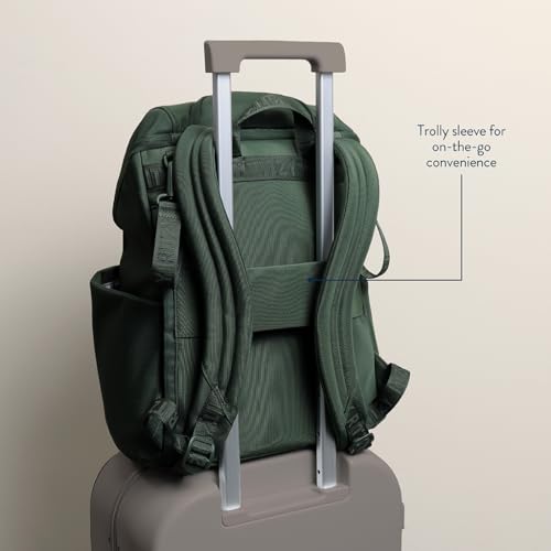 Itzy Ritzy Belong Bucket Backpack – Lightweight Diaper Bag Backpack Featuring 16 Pockets, Bucket Top Opening, Stroller Straps & Changing Pad – Organized and Stylish Everyday Family Backpack (Green) - color: Hunter Green