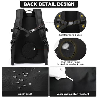 Casual Backpack for Men Women with 15.6 Inch Laptop Compartment, Waterproof Daypack Backpack for College Travel Work Daily Use, Black, 20L