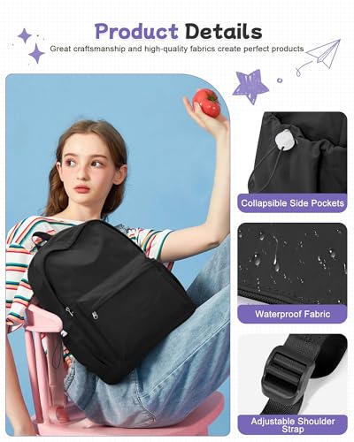 Black Backpack for School, High School Bookbag Back Pack for Teens Girls Boys, Lightweight College Backpack Book Bag for Women Men, Simple Casual Daypack Backpack Mochilas Escolares para Adolescentes - color: Black