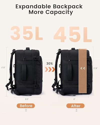 LOVEVOOK Travel Backpack for Women & Men, Carry On Backpack with Cup Holder, Personal Item Travel Bag Flight Approved with Padded Laptop Compartment, Weekender Daypack With 2 Cubes, 17.3 Inch Black - color: Black, size: 45L-17.3 Inch-3Pcs