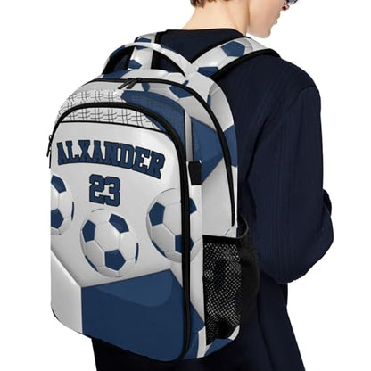 Sport Ball Athlete Player Soccer Navy Primary Elementary School Bags Middle School Book Bags Dinosaur Bookbags for Preschool Child Grandson - color: Navy