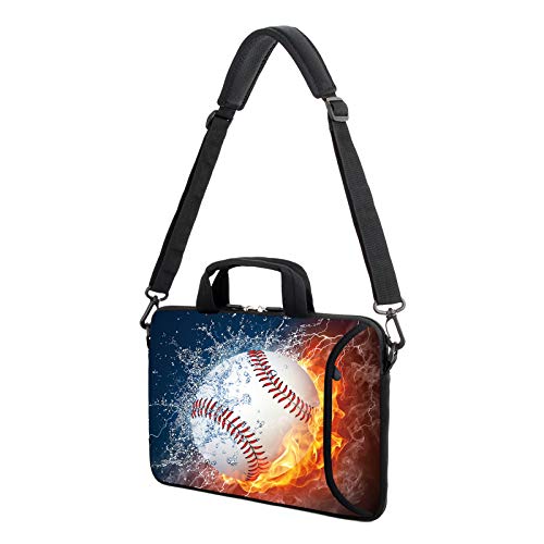 AMARY 15.4" 15.6" laptop sleeve chromebook case adjustable shoulder strap with handle accessory pocket for men women (Baseball) - color: Baseball