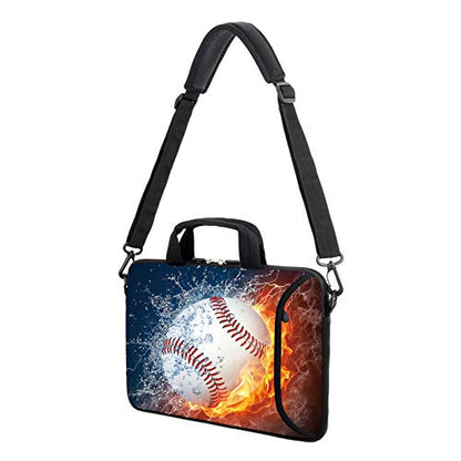 AMARY 15.4" 15.6" laptop sleeve chromebook case adjustable shoulder strap with handle accessory pocket for men women (Baseball) - color: Baseball