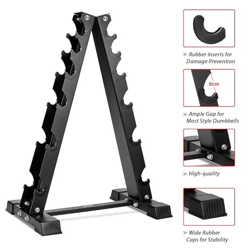 Dumbbell Rack Stand Only, Weight Rack for Dumbbells Compact A-Frame Home Gym Space Saver, 480/800 LBS Weight Capacity - style: 6 Tier - 800LBS