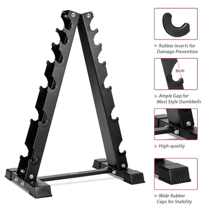Dumbbell Rack Stand Only, Weight Rack for Dumbbells Compact A-Frame Home Gym Space Saver, 480/800 LBS Weight Capacity - style: 6 Tier - 800LBS