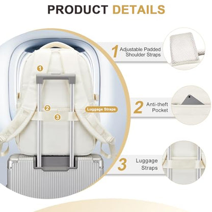 Cute Backpack for College Students Waterproof School Bag High School Backpacks for Teens Girls Boys Laptop Bookbag Casual Daypacks Backpacks for Women Men（Beige） - color: B2-beige