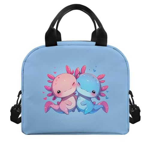 Flashideas Cute Axolotl Backpack for Girls Boys Backpack with Lunch Box 32 oz Water Bottle and Water Bottle Bag 4Pcs Set 17" Bookbag with Compartments for School Sturdy School Bag for Kids Elementary - color: Cute Axolotl-8