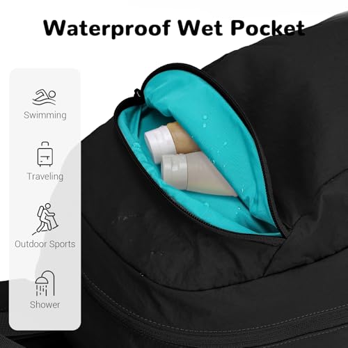 25L Collapsible Hiking Backpack with Chest Strap for Men, Foldable Lightweight Gym Backpack with Waterproof Wet Pocket, Black - color: Black