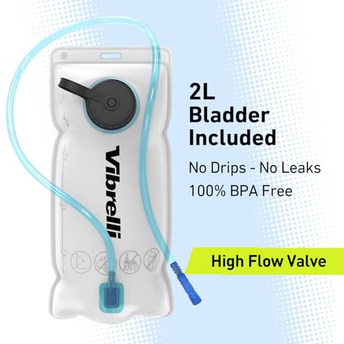 VibrelliVibrelli Hydration Backpack & 2L Hydration Bladder - High Flow Bite Valve - Hydration Pack for Cycling, Running, Hiking - color: Blue