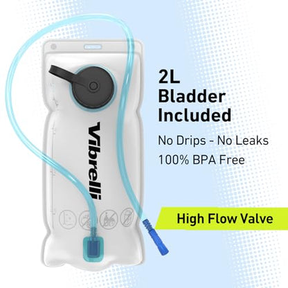 VibrelliVibrelli Hydration Backpack & 2L Hydration Bladder - High Flow Bite Valve - Hydration Pack for Cycling, Running, Hiking - color: Black