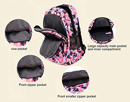 JiaYou Girl Geometric Printed Primary Junior High University School Bag Bookbag 3pcs Backpack Sets(2# Purple-3pcs,35 L) - color: 2# Purple-3pcs, size: 35 L