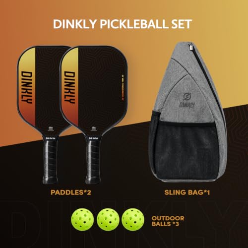 Pickleball Paddles Set of 2/4- USAPA Approved Graphite/Fiberglass Pickleball Racket, 2 Pickleball Rackets, 4 Balls and 1 Portable Carry Bag, Aesthetic Pickle Ball Set for Men Women Beginners - color: 2 Amber Glow | Grey | Graphite
