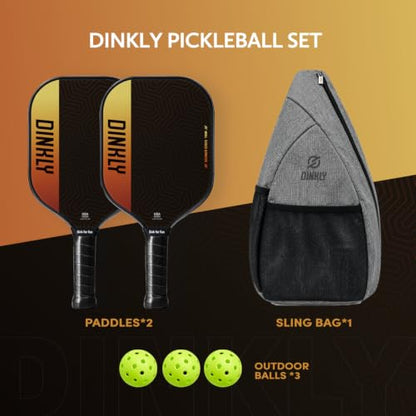 Pickleball Paddles Set of 2/4- USAPA Approved Graphite/Fiberglass Pickleball Racket, 2 Pickleball Rackets, 4 Balls and 1 Portable Carry Bag, Aesthetic Pickle Ball Set for Men Women Beginners - color: 2 Amber Glow | Grey | Graphite