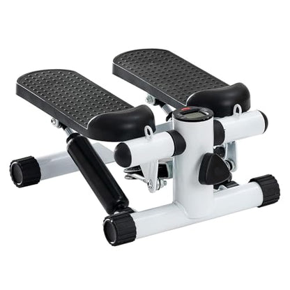 Steppers for Exercise at Home, Mini Stepper with Resistance Bands, Hydraulic Fitness Stepper with LCD Monitor, 360LBS Weight Capacity Portable Stair Stepper for Small Spaces - size: Small