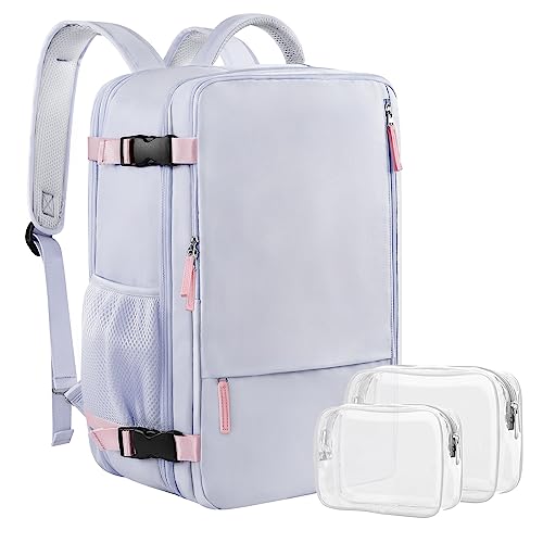 Sinaliy Carry on Backpack, Waterproof 17 Inch Laptop Backpack for Women, Flight Approved Backpack for Travel, College, Work - color: Purple