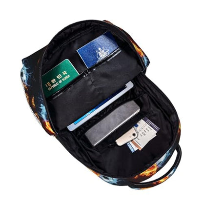 Casual Sports Backpack Ice Water Fire Flame Soccer Ball, Lightweight Gym Daypack with Water Bottle Holder for Men Women and Beach - color: Pattern (264)
