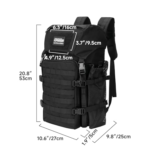 EXCELLENT ELITE SPANKER 40L Camping Hiking Backpack for Men and Women Tactical Military Backpack Large Rucksack Assault Pack Bag for Outdoor Camping, Hiking,Travel Backpacking(Black) - color: Black