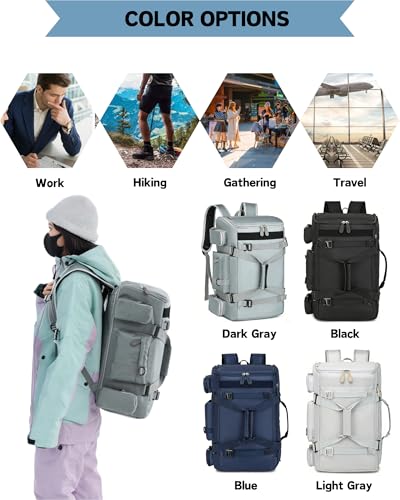 Snowboard Skateboard Duffle Bag Backpack for Men Women, 50L Waterproof Sports Gym Bag Carry On Backpack Weekender Overnight for Travel Hiking Camping Fitness Blue - color: Z01-Blue