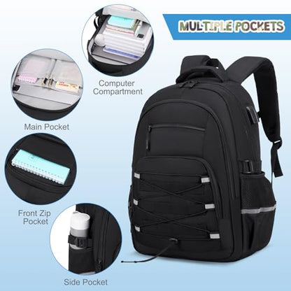 ACESAK Camo Backpack for Boys, Tactical Kids Backpack Boys, School Bags for Boy Children Teens Kids Elementary Middle High School, Military Bookbag and Lunch Bag Pencil Case Set with USB Charging Port - color: Black