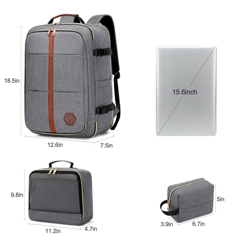 40L Travel Laptop Backpack for Women & Men, Airline Approved Carry On Luggage Overnight Bags, Waterproof Personal Item Bag, Weekender Essentials Backpacks Vacuum Backpack Gray - color: Gray