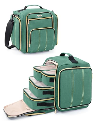 BALULHG Large Travel Makeup Bag - Cosmetic Organizer with 4 Removable transparent Inner Pockets, Multi-functional Toiletry Bag for Accessories & Brushes, Women's Beauty Case,Patent Pending - color: Green