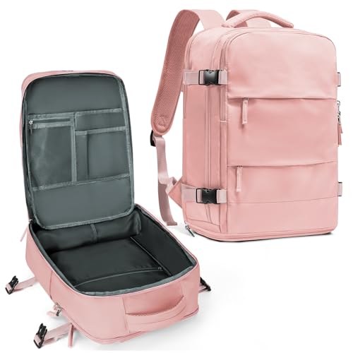 coowoz Large Travel Backpack For Women Men,Carry On Backpack,Hiking Backpack Waterproof Outdoor Sports Rucksack Casual Daypack Travel Essentials Pink - color: Pink, size: 25l