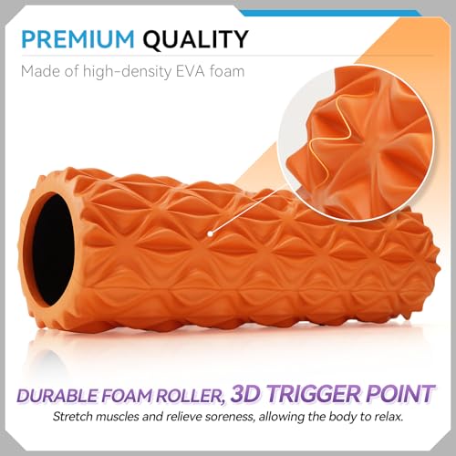 Foam Roller - 15 inch Deep Tissue Massager for Muscle Massage, Myofascial Trigger Point Release, Exercise, Yoga, Pilates & Stretching(Orange) - color: Orange