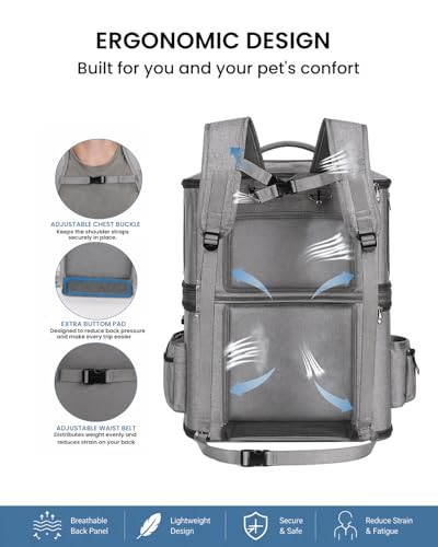 HOVONO Detachable Double Cat Backpack Carrier for 2 Pets