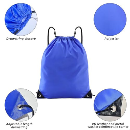 Drawstring Backpacks,10 Pack — Lightweight Drawstring Bags, Gym Sack for Sports, Daily Use & Travel (10, Blue) - color: Blue