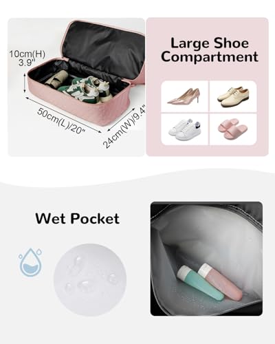 50L XL Weekender Bags for Women, Large Travel Duffle Bags, Pink - color: pink
