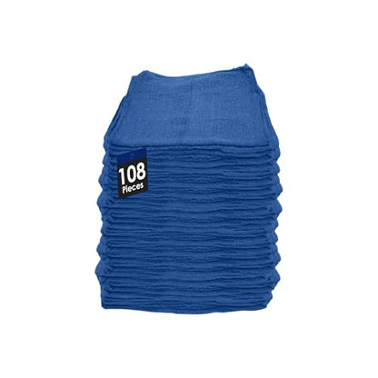 Cotton Shop Towels Cleaning Rags 108 Pack, 12x14 Inch 100% Cotton Bulk - Dye-Free Lint-Free Shop Rags Cleaning Cloths for Bar, Car, Garage, Automotive and Kitchen - Blue - color: Blue - 108 Pack