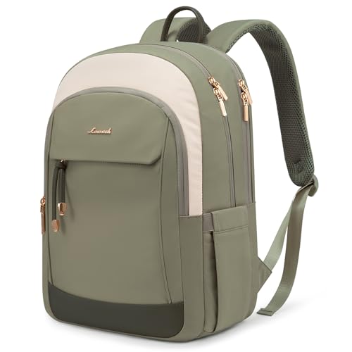 LOVEVOOK Laptop Backpack for Women, 15.6 inch Waterproof College Backpack Woman with Laptop Compartment Computer Bag Travel Backpack Purse, Large Black Computer Daypack for Work Casual, Beige green - color: Beige Green, size: 15.6 inches