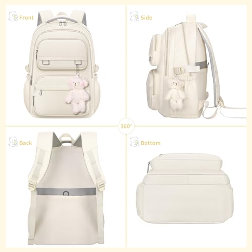 KBTYE School Backpack for Kids Girls Cute Travel Backapck for College Women Men Casual Laptop Bookbag for Teen Student(Beige) - color: Beige
