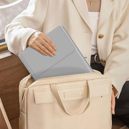 BVYA 12-13.3" Laptop Sleeve, PU Leather Laptop Case Compatible with MacBook Air 13 2018-2022 (M2 A2681 M1 A2337), Compatible with MacBook Pro 13 2016-2022 (M2 A2686 M1 A2338 A2251 A2289 A2159) - color: GREY, size: For 12-13.3 inches