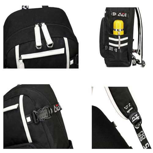 Basketball Player 23 Backpack Laptop Travel Bag Men's Women's Teenage Schoolbag (black- white) - color: Black- White